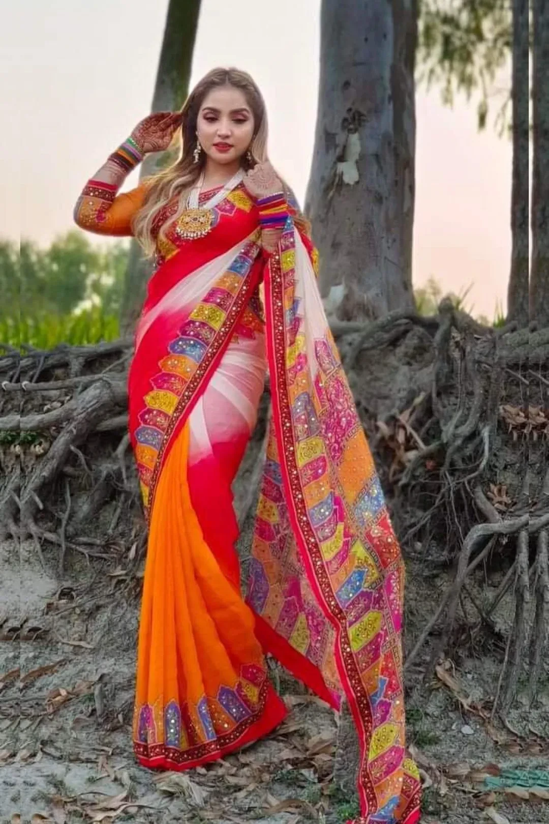 Chanderi Silk Dollar Work Saree(509)